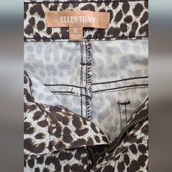 Ellen Tracy Pants Womens Animal Print Leopard Cheetah Print Betty Slim Ankle - Picture 5 of 5